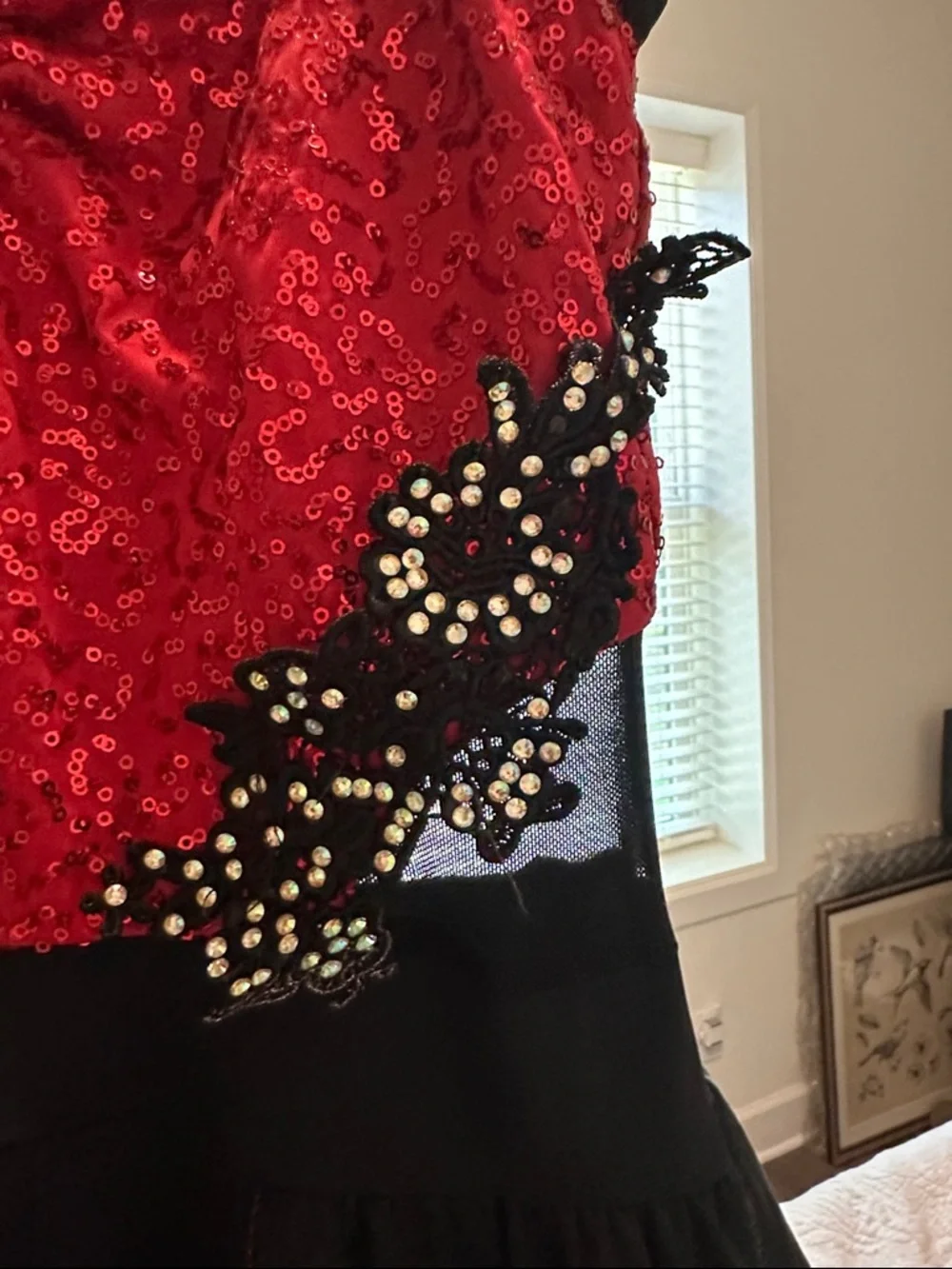 Weissman Black and Red dance costume size MC girls M 10/12